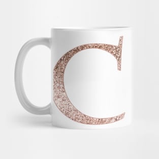 C rose gold glitter monogram letter Mug